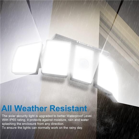 Solar Lights Outdoor 300LED 6500K MotionSensor Lights Cordless;5Adjustable Heads - Picture 5 of 8